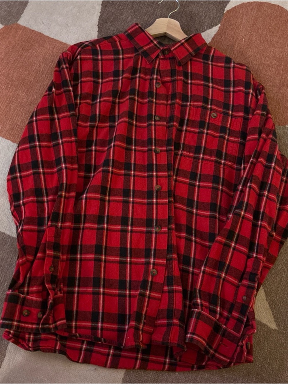 Men's Red Plaid Button-Up Shirt